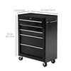 5-Drawer Rolling Tool Cabinet on Wheels, Lockable Tool Chest, Tool Organizer for Garage, Factory and Workshop