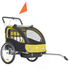 2-in-1 Bike Trailer for Kids, Foldable 2-Seat Baby Stroller with 5-Point Harness, Rubber Wheels, Storage Bag