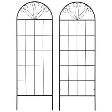 Metal Garden Trellis Pack of 2 for Climbing Plants, Arched Grid Trellis Panels, 20