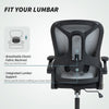Ergonomic Office Chair, Swivel Desk Chair with Lumbar Support and Adjustable Height, Flip-up Armrests, Wheels, Black