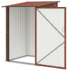 3.3' x 3.4' Lean-to Garden Storage Shed, Outdoor Galvanized Steel Tool House with Lockable Door for Patio, Teak