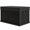70 Gallon Deck Box, Resin Outdoor Storage Box with Handles, Waterproof Storage Container for Garden Tools, Black