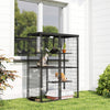 Metal Cat Cage with Waterproof Cover, 4 Platforms, Hammock, Washable Cushions for 1-3 Kittens, 46.5