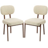 Upholstered Linen Fabric Kitchen Chairs, Modern Dining Chairs Set of 2 with Metal Legs, Beige