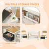 Qaba 3 Piece Kids Table and Chair Set with Reversible Tabletop, Blackboard, Storage, Bookshelf, for Playroom, Nursery Natural