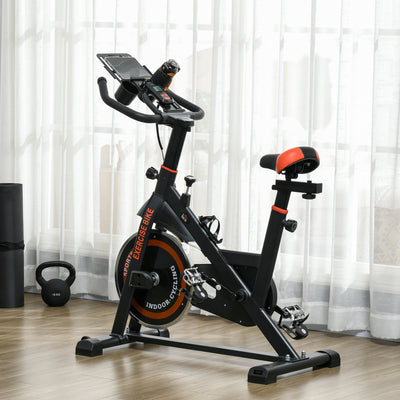 Soozier Adjustable Upright Stationary Exercise Bike w/ LCD Display, Indoor Cycling Bike for Home w/ Adjustable Resistance, Red