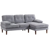 Modern Corner Couch with Right Chaise Lounge, Tufted 3-Seater Sofa with Wooden Legs for Living Room