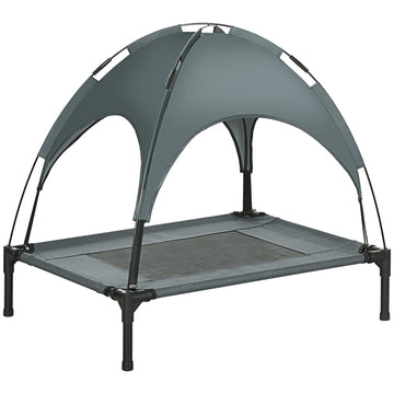 Elevated Dog Bed with Canopy, Portable Raised Dog Cot for M Sized Dogs, Indoor & Outdoor, 30