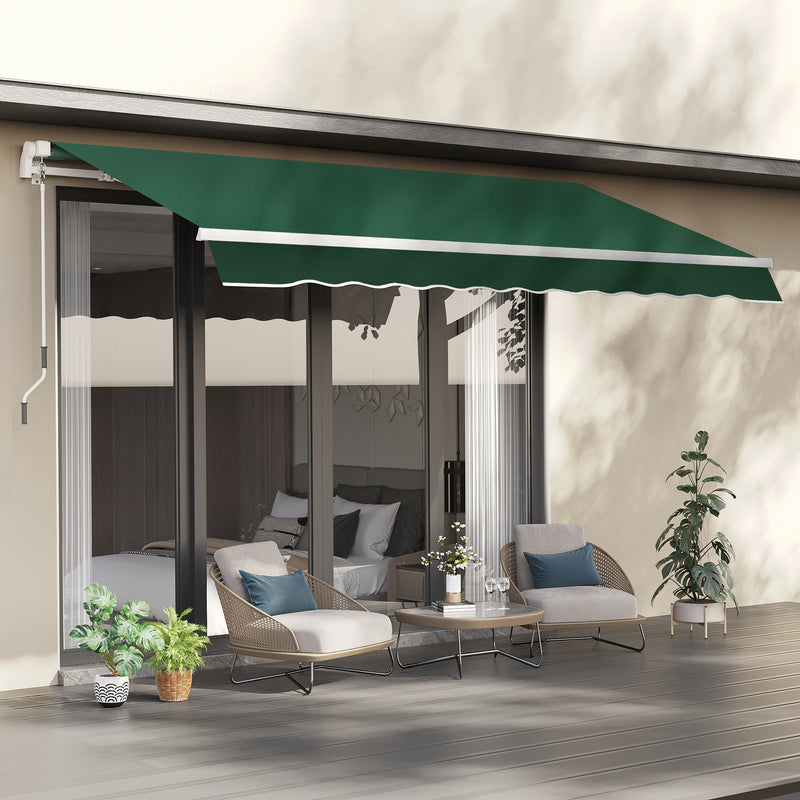 12' x 8' Retractable Awning Patio Awnings Sun Shade Shelter with Manual Crank Handle, UV & Water-Resistant Fabric and Aluminum Frame for Deck Balcony Yard