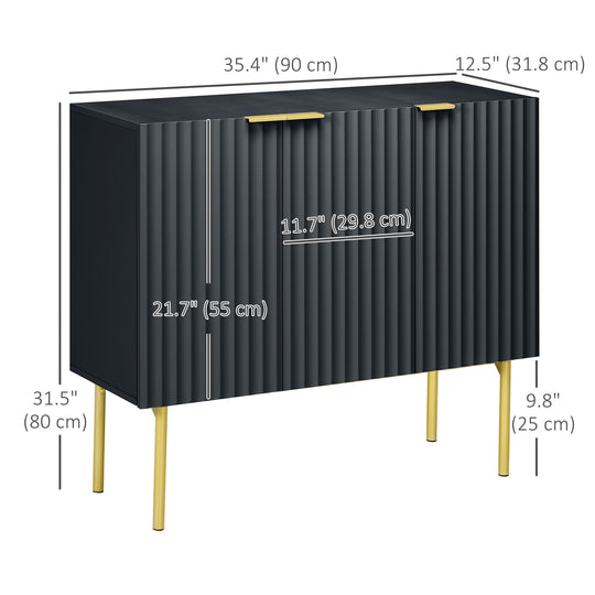 Modern Storage Cabinet Sideboard Buffet Cabinet with Gold Legs for Living Room Dining Room Hallway Black