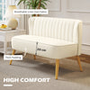 Modern 2 Seat Sofa for Bedroom, Upholstered Two Seater Couch with Rubber Wood Legs