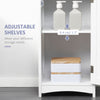 Tall Bathroom Storage Cabinet, Slim Bathroom Cabinet with 3 Tier Shelf, Drawer, Door, Freestanding Linen Tower, White