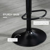 Bar Stools Set of 2, Adjustable Height Swivel Bar Chairs, Linen-feel Fabric Upholstered Kitchen Counter Stools with Wide Seat, Back and Footrest, Black