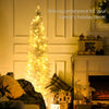6' Pre Lit Artificial Pencil Christmas Trees, Xmas Tree with Realistic Branches and Warm White LED Lights, White