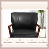 Accent Chair, Modern Armchair, Faux Leather Upholstered Living Room Chair with Wood Legs and Wide Padded Seat, Black