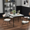 Outdoor Dining Table for 4, Square Patio Dining Table with Marble Effect Tempered Glass Top and Steel Frame, White