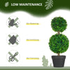 Artificial Boxwood Topiary Tree Set of 2, Faux Boxwood Ball Trees in Pot, Fake Plant for Indoor Outdoor Decor, Green