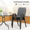 Five-Piece Steel Patio Set, with Glass-Top Table - Dark Grey