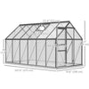 6' x 12' x 6.5' Walk-in Greenhouse, Polycarbonate Greenhouse with Adjustable Roof Vent, Base, Sliding Door, Charcoal Grey