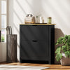 Shoe Storage Cabinet with 2 Flip Drawers and Adjustable Shelves for 8–12 Pairs of Shoes, Black