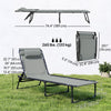 Folding Lounge Chair, Adjustable Chaise Lounge with Headrest, Reclining Lounger Cot for Camping, Hiking, Light Grey
