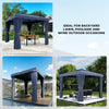 10' x 10' Deck Gazebo with Curtains & Mesh Screen Drapes, Double Roof Canopy Polyester Shade for Backyard Garden, Dark Blue