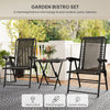 3 Pieces Patio Bistro Set, Outdoor Folding Table and Chairs Set, Metal Patio Furniture Set with Cup Holders