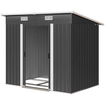 7'x 4' Metal Patio Storage Shed Garden Lockable Shed Tool Utility Storage Unit, Black