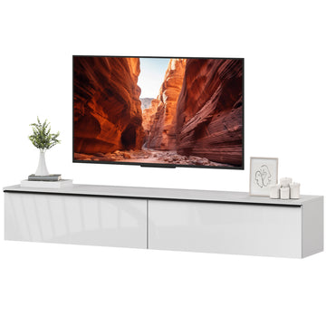 Wall Mounted TV Stand, Floating TV Cabinet with Storage, for TVs up to 80