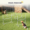 Set of 4 Dog Agility Training Equipment Adjustable Jump Bar Pet Exercise Kit with Carrying Bag (White)