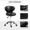 Adjustable Swivel Salon Stool with Backrest and Wheels, Office & Living Room Chair, Synthetic Leather, Black