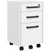 Lockable Vertical File Cabinet with Lock, 3 Drawer Filing Cabinet with Hanging Bars for Letter and A4 Size, White
