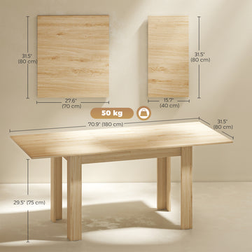 Modern Extendable Dining Table, 55.1 x 31.5 in, for 6-8 People, Expandable Dining Table for Kitchen, White