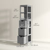 Narrow Bathroom Cabinet with 3 Drawers and 2 Tier Shelf, Tall Cupboard Freestanding Linen Tower, Grey