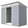 7' x 4' Outdoor Storage Shed, Metal Garden Tool Storage House Organizer with Lockable Sliding Doors and Vents for Backyard Patio Lawn, Grey