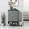 Entryway Shoe Storage Cabinet, Narrow Shoe Cabinet with Adjustable Shelves and Open Shelf for 15 Pairs of Shoes, Grey