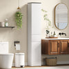 Tall Bathroom Cabinet with 2 Cupboards and Drawer, Slim Bathroom Storage Cabinet with Adjustable Shelves, White