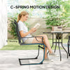 C Spring Motion Patio Chairs Set of 2 with Curved High Backrest, Armrest, All Weather Breathable Fabric, Metal Frame, Mixed Grey