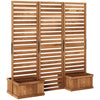 Outdoor Privacy Screen Wood Privacy Panel with 4 Planter Boxes, Raised Bed with 3 Panels, Drainage Holes