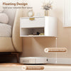 Set of 2 Wall Mounted Bedside Tables, Floating Nightstands with Fluted Drawer and Open Shelf for Bedroom, White