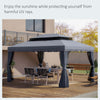 13' x 10' Patio Gazebo, Double Roof Outdoor Gazebo Canopy Shelter with Netting & Curtains, Strong Aluminum Frame