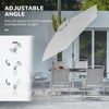 8 Piece Patio Set with Umbrella, 6 Folding Chairs, Rectangle Table, Outdoor Dining Set for 6 with Mesh Seat, Grey