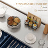 Stainless Steel Kitchen Island with Storage and Stainless Steel Top, Kitchen Trolley with Drawers, Cabinets, Towel Rack, Blue