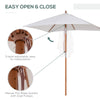 6.6x5ft  Fir Wooden Patio Umbrella Square Market Parasol Tilt Mechanism 6 Ribs Garden Sunshade, Cream White