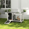 Wooden Rabbit Hutch with Pull-Out Tray, Asphalt Openable Roof, Small Animal Cage on Wheels with Run, Grey