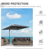 9ft Cantilever Patio Umbrella, Square Overhanging Umbrella with Cross Base, Crank Handle, Tilt, 360° Rotation and Aluminum Frame