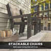 7 Piece Outdoor Dining Set with Rectangular Table and 6 Stackable Chairs, for Backyard, Lawn, Deck, Balcony, Pool Side