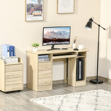 Computer Desk with Storage, Home Office Laptop Table with Shelves and Drawers, Modern Workstation Desk with Keyboard Tray