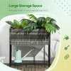 Rattan Raised Garden Boxes, Elevated Flower Beds with Storage Shelf for Herbs, Flowers, Vegetables, Mixed Grey