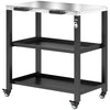 Outdoor Grill Cart with Stainless Steel Tabletop, 2 Shelves, Rolling Prep Dining Cart with Lockable Wheels